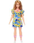 Кукла Barbie Fashionistas - С жълто-синя рокля на цветя - 2t